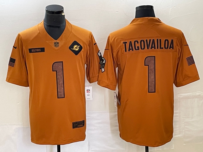 Men's Miami Dolphins Tua Tagovailoa Brown 2023 Salute To Service Limited Jersey