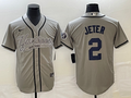 Men's New York Yankees Derek Jeter Gray Player Jersey Joint Edition