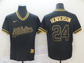 Men's Oakland Athletics Rickey Henderson #24 Black Replica Baseball Jersey1