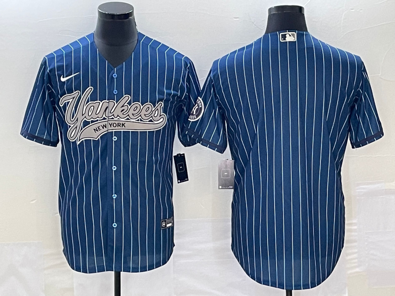 Men's New York Yankees Blue Replica Blank Jersey1 Joint Edition