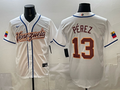 Men's Venezuela Baseball Salvador Perez #13 White 2026 World Baseball Classic Stadium Jersey
