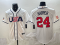 Men's USA Baseball Bryce Harper #24 White 2026 World Baseball Classic Stadium Jersey