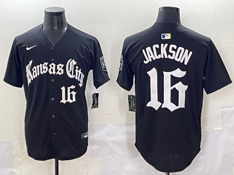 Men's Kansas City Royals Bo Jackson Black Replica Player Jersey