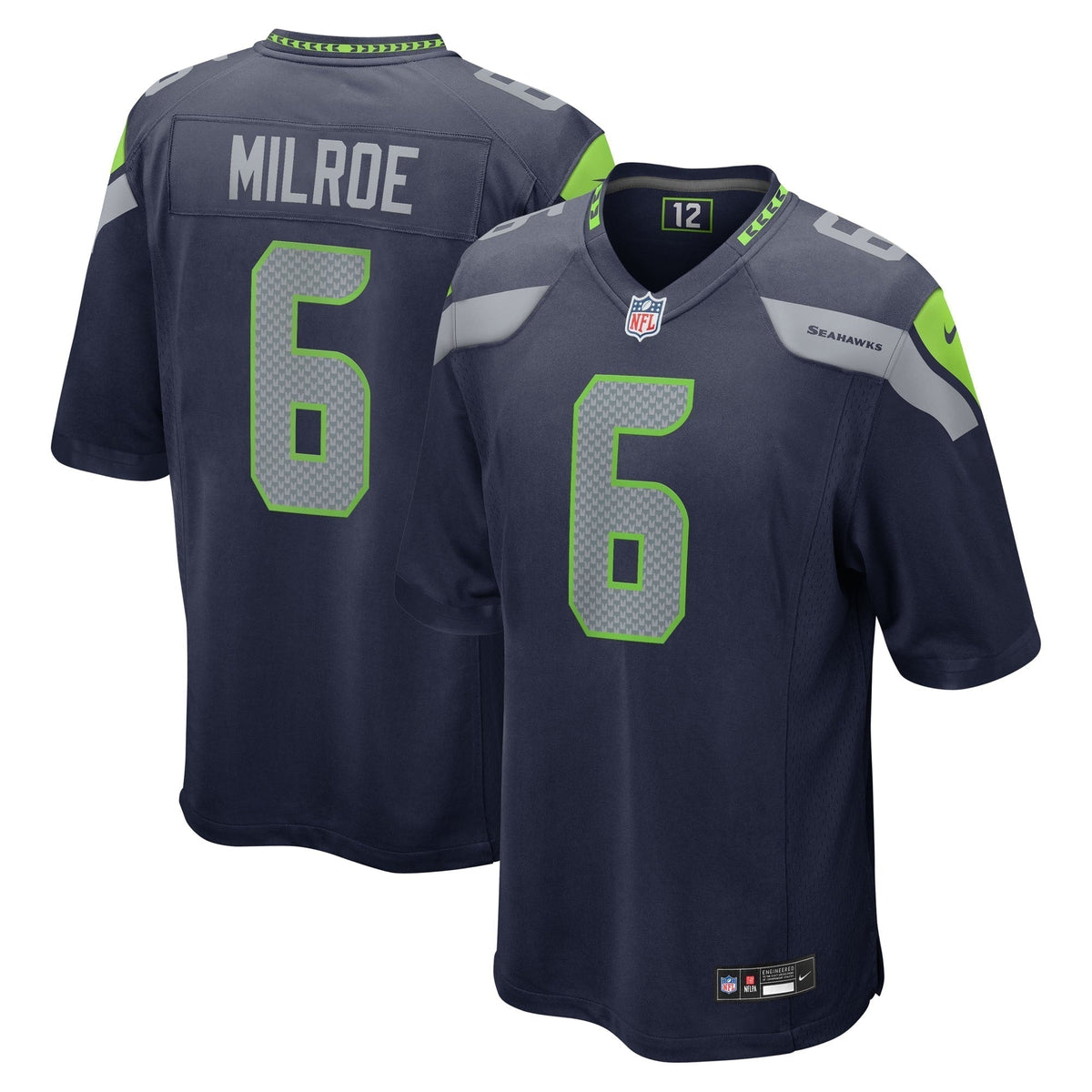 Men's Seattle Seahawks Jalen Milroe  College Navy 2025  Draft Game Jersey