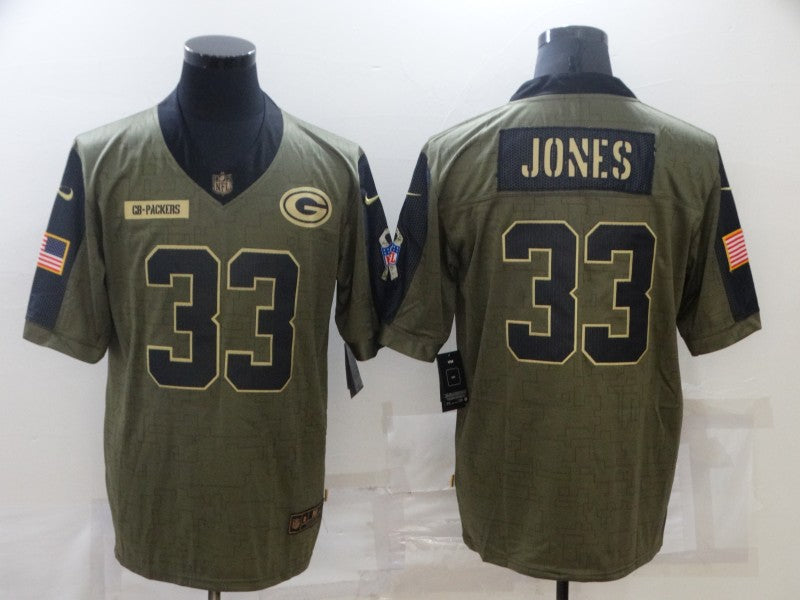 Men's Green Bay Packers Aaron Jones Brown Game Player Jersey