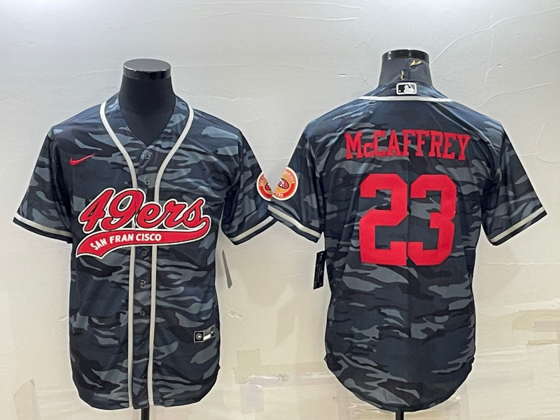 Men's San Francisco 49ers Christian McCaffrey Grey Camouflage Player Jersey Joint Edition