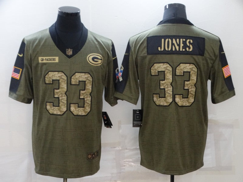 Men's Green Bay Packers Aaron Jones #33 Brown Player Game Jersey1