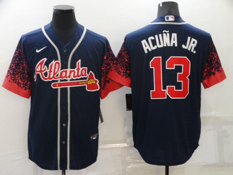 Men's Atlanta Braves Ronald Acuna Jr. Navy Stitched Player Jersey