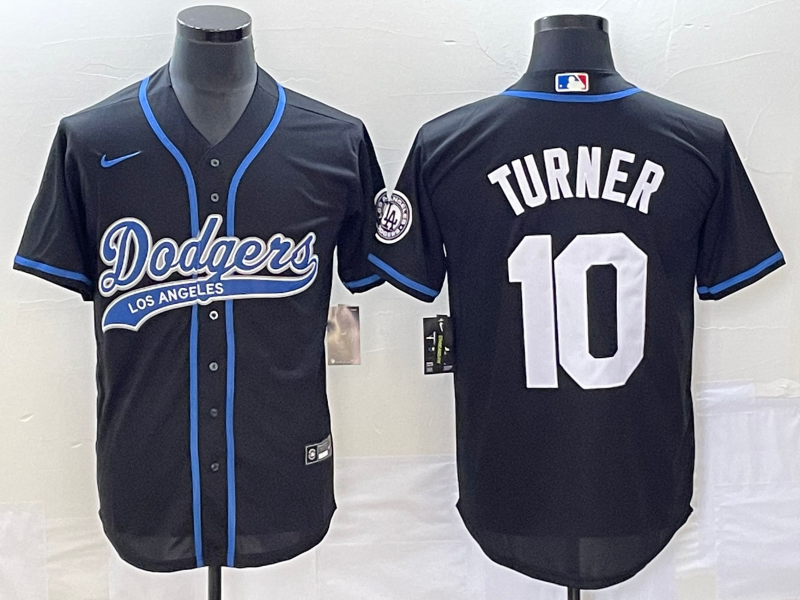 Men's Los Angeles Dodgers Justin Turner Black Player Jersey Joint Edition