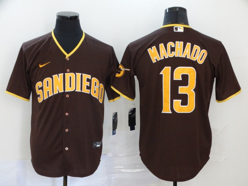 Men's San Diego Padres #13 Manny Machado Brown Stitched Jersey1