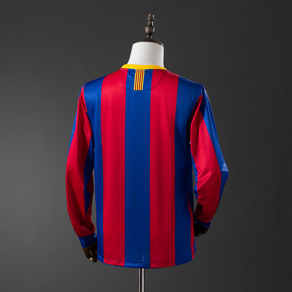 Barcelona 10/11 Home Champions League Edition Long Sleeve Retro Jersey