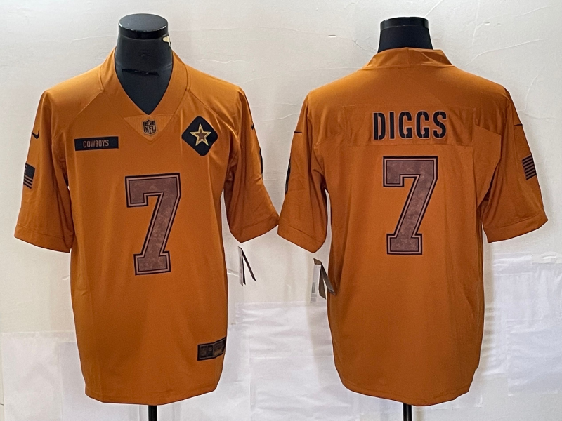 Men's Dallas Cowboys Trevon Diggs #7 Brown 2023 Salute To Service Limited Jersey1