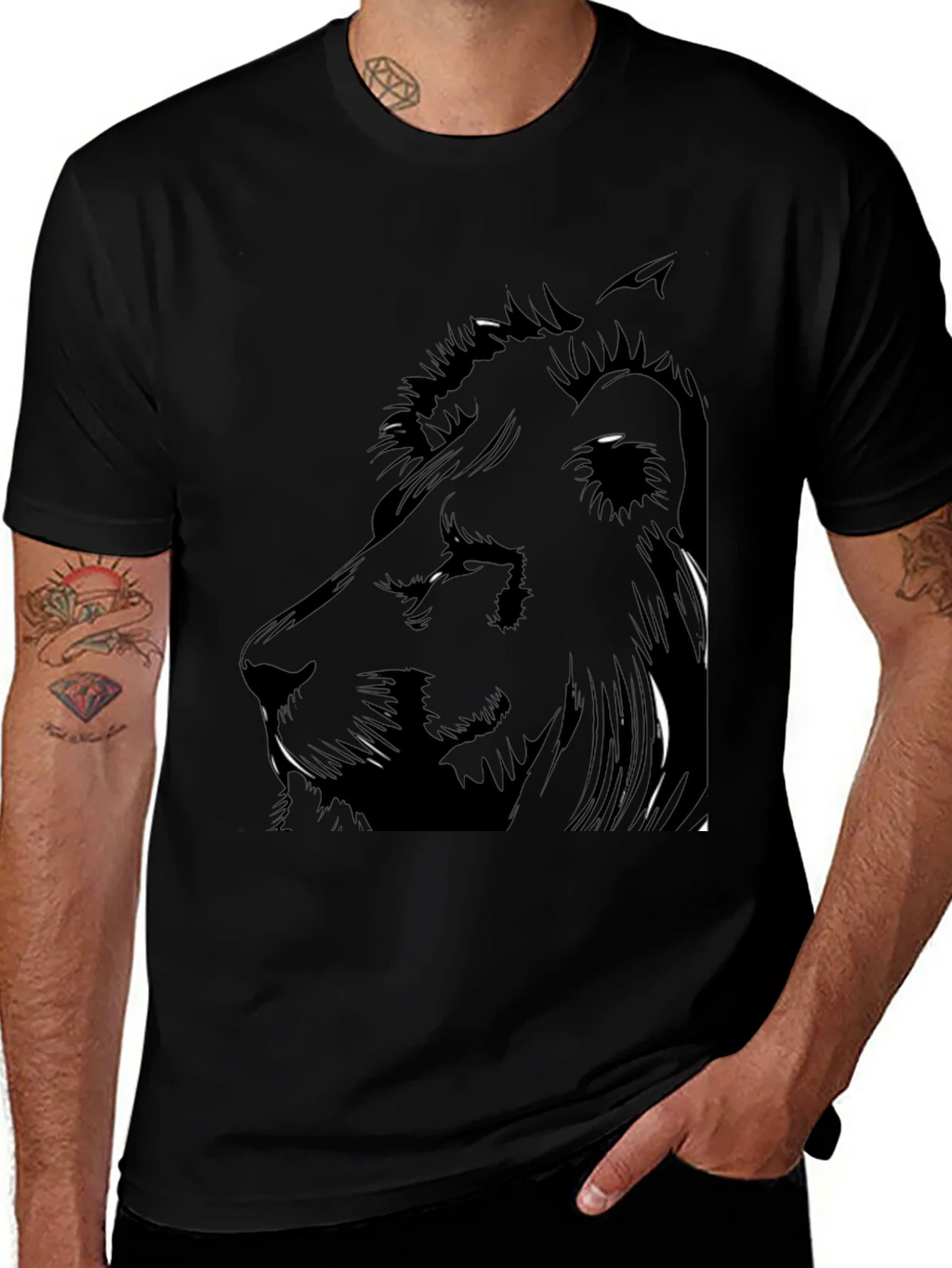 Lion Graphic Black Tee