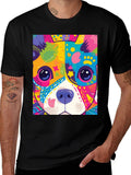 Vibrant Dog Graphic Tee - Pop Art Style