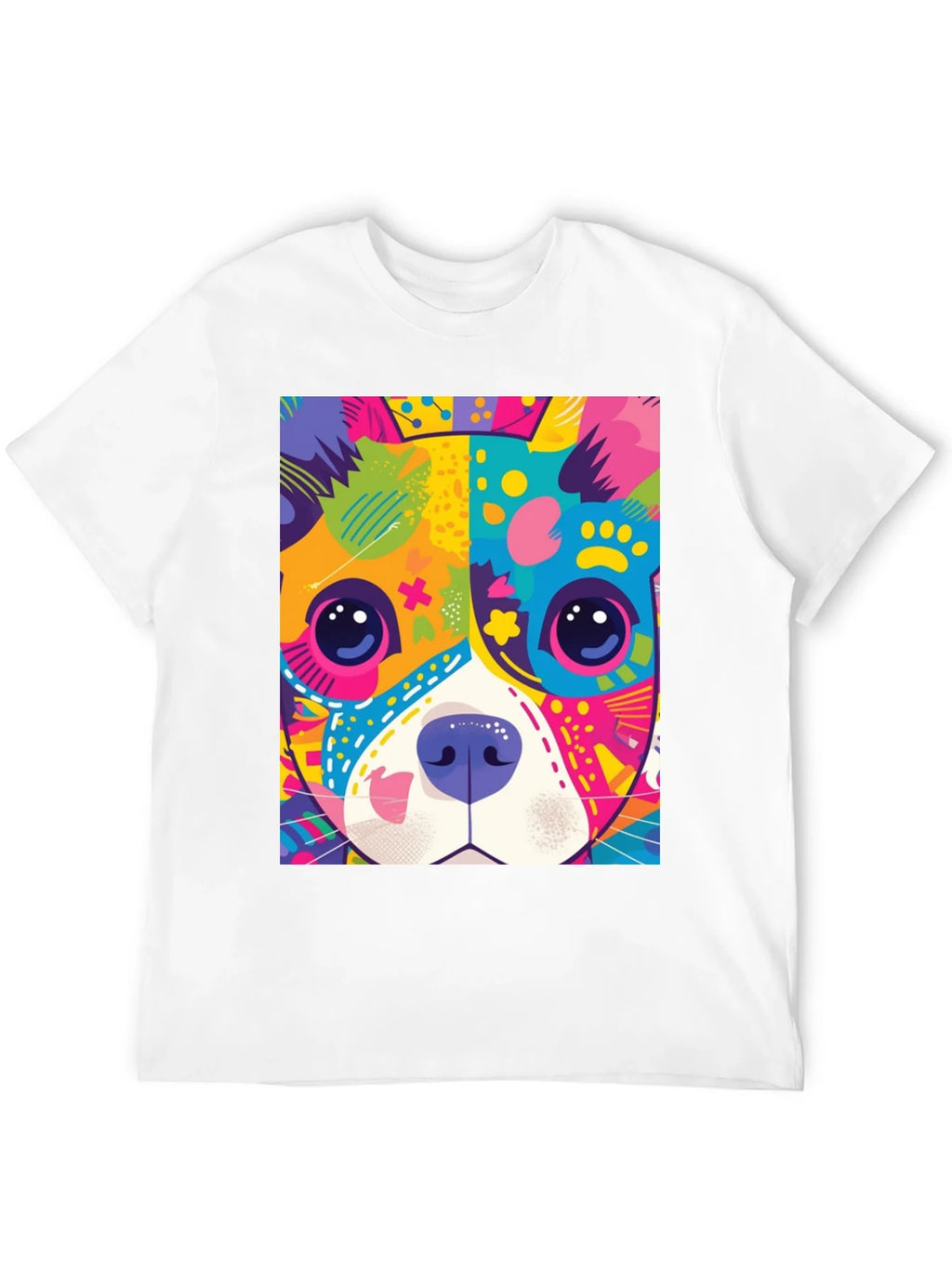 Vibrant Dog Graphic Tee - Pop Art Style