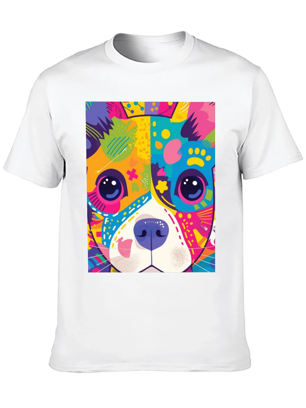 Vibrant Dog Graphic Tee - Pop Art Style