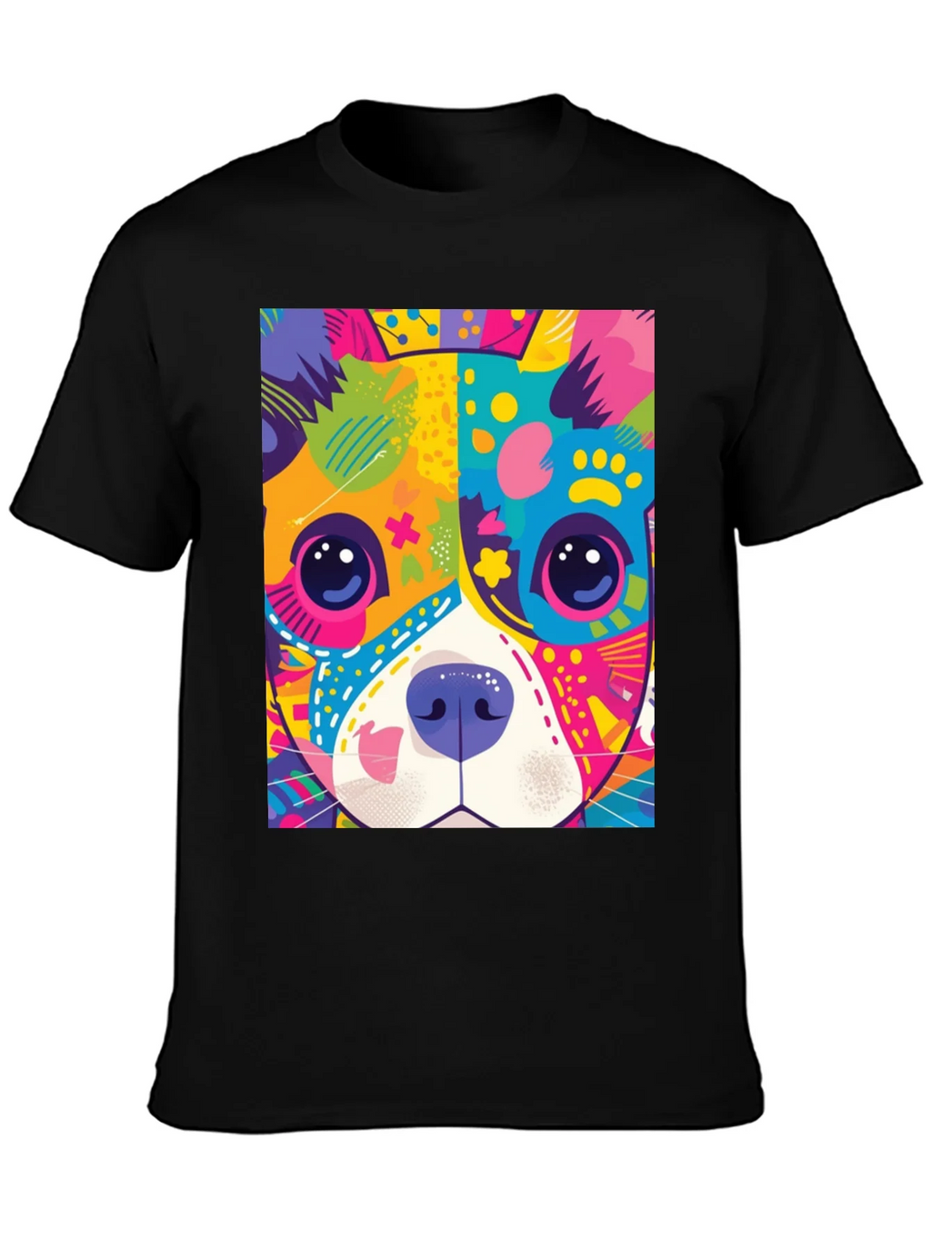 Vibrant Dog Graphic Tee - Pop Art Style