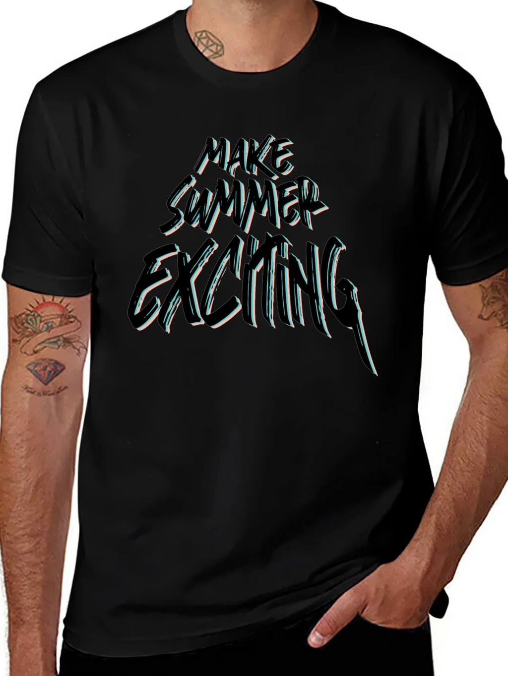 Make Summer Exciting Black Graphic Tee