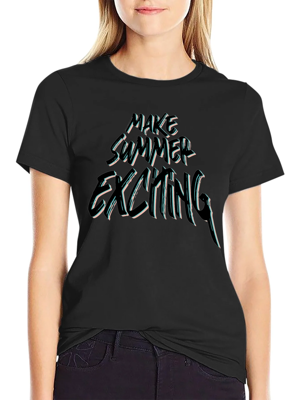 Make Summer Exciting Black Graphic Tee