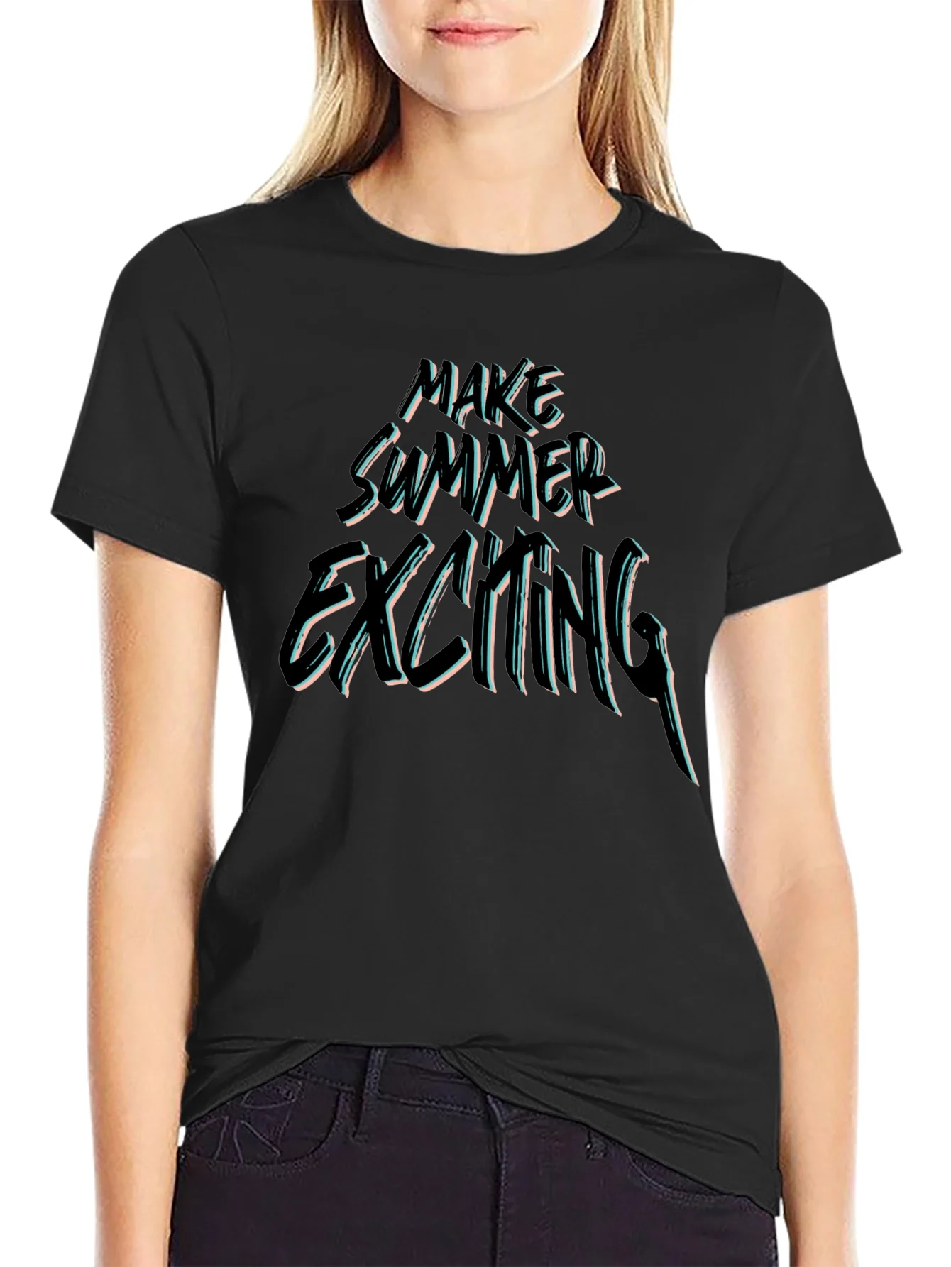 Make Summer Exciting Black Graphic Tee