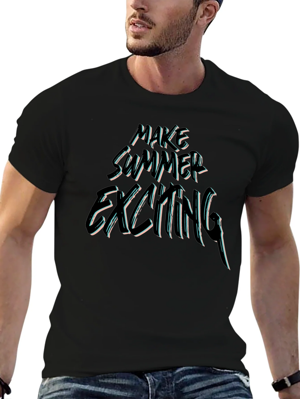 Make Summer Exciting Black Graphic Tee