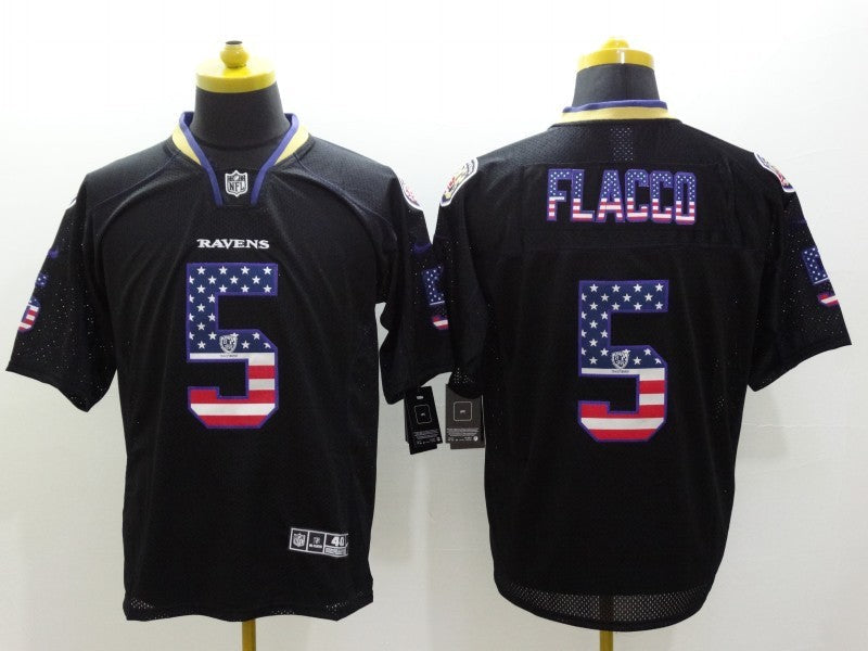 Men's Baltimore Ravens Joe Flacco #5 Black Game Player Jersey1