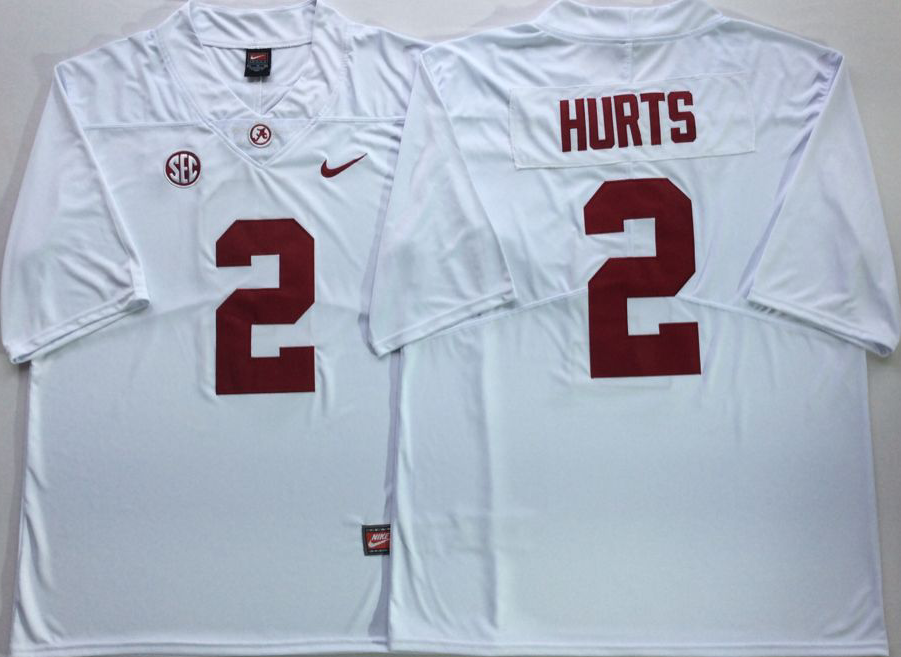 Men's Alabama Crimson Tide Jalen Hurts White Player Game Jersey