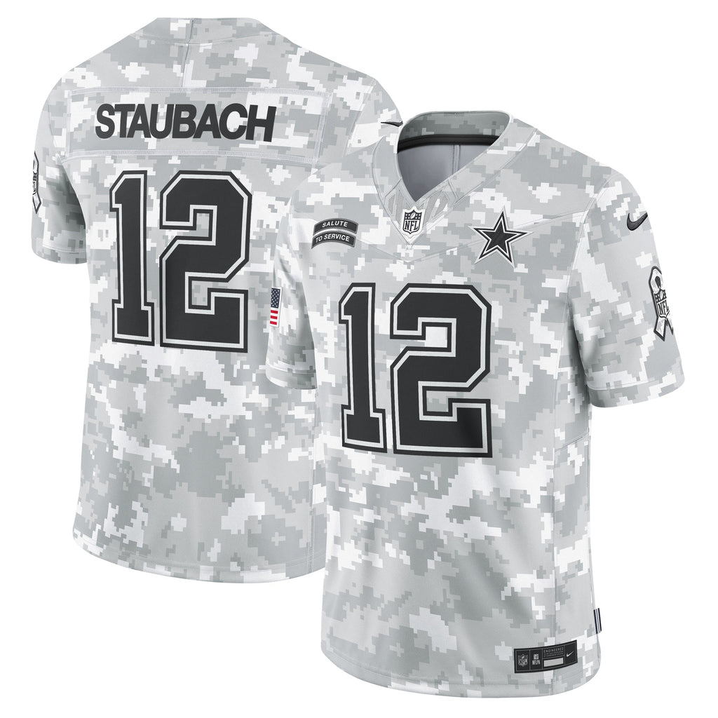 Roger Staubach Dallas Cowboys  2024 Salute to Service Retired   Limited Jersey - Arctic Camo