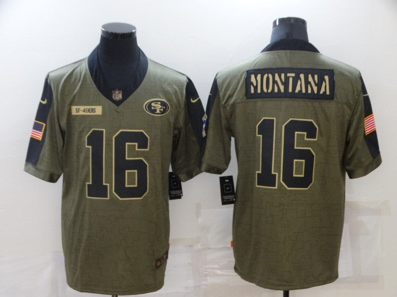 Men's San Francisco 49ers Joe Montana #16 Brown Player Game Jersey1