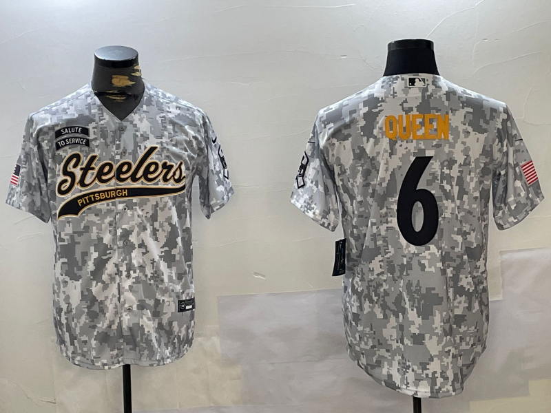 Men's Pittsburgh Steelers Patrick Queen Arctic Camo 2024 Salute to Service Player Jersey
