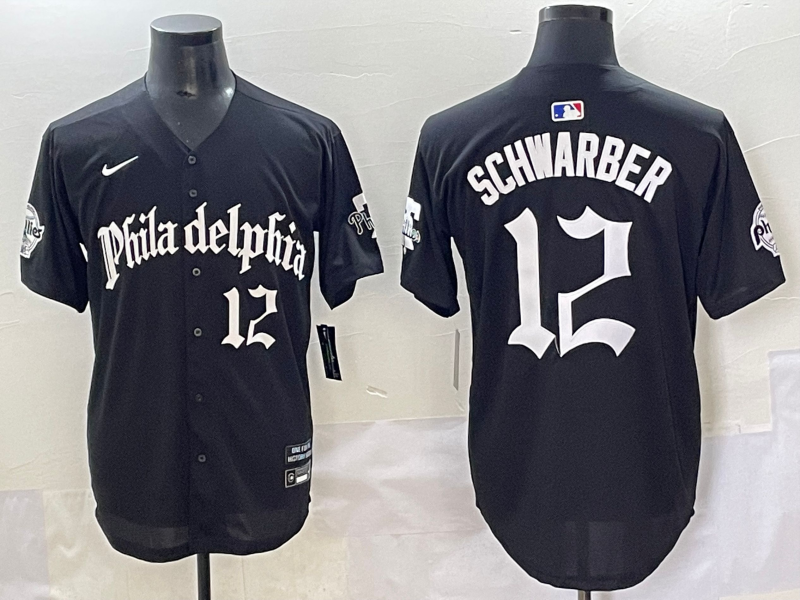 Men's Philadelphia Phillies Kyle Schwarber Black Replica Player Jersey