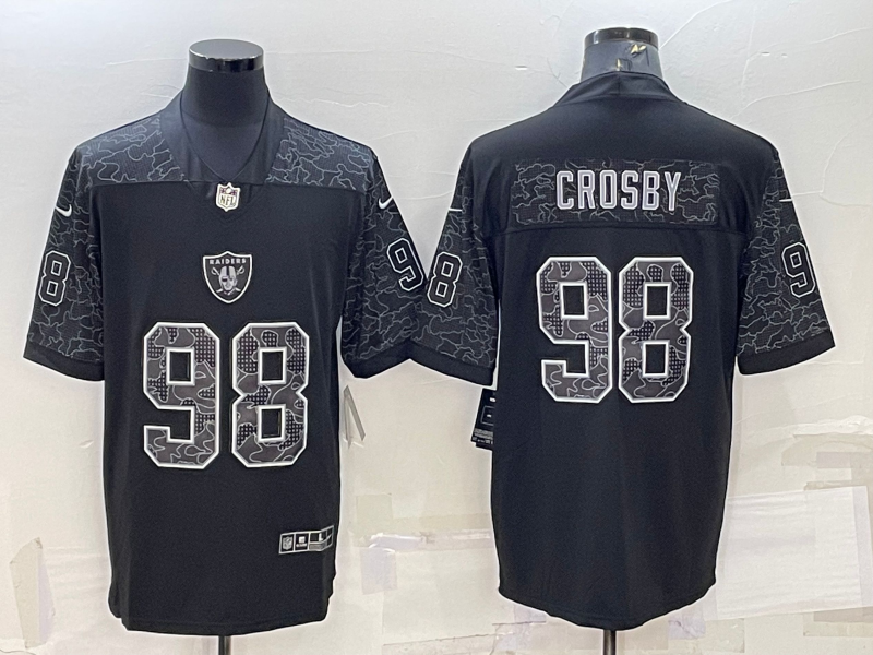 Men's Las Vegas Raiders Maxx Crosby #98 Black RFLCTV Limited Jersey1