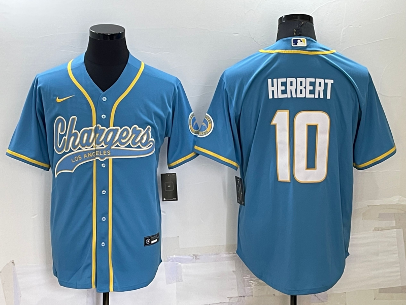 Men's Los Angeles Chargers Justin Herbert Powder Blue Game Jersey Joint Edition