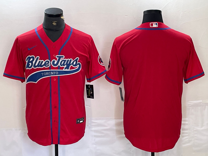 Men's Toronto Blue Jays Red Replica Blank Jersey1 Joint Edition