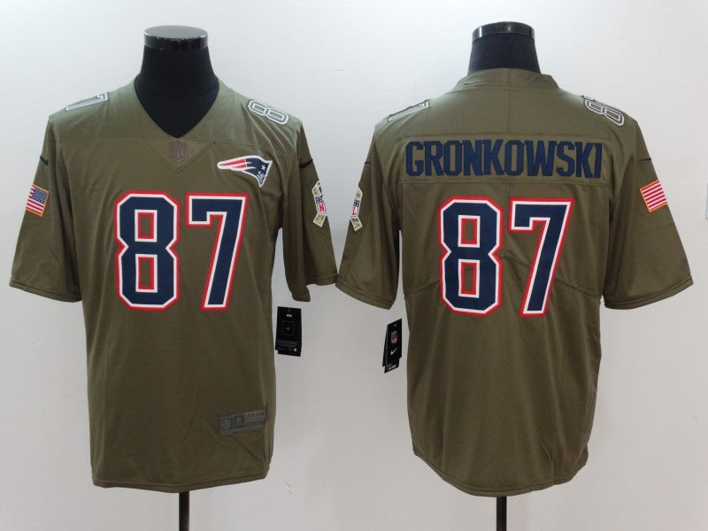 Men's New England Patriots Rob Gronkowski #87 Brown Game Jersey1