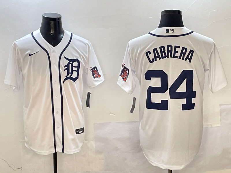 Men's Detroit Tigers Miguel Cabrera #24 White Replica Baseball Jersey1