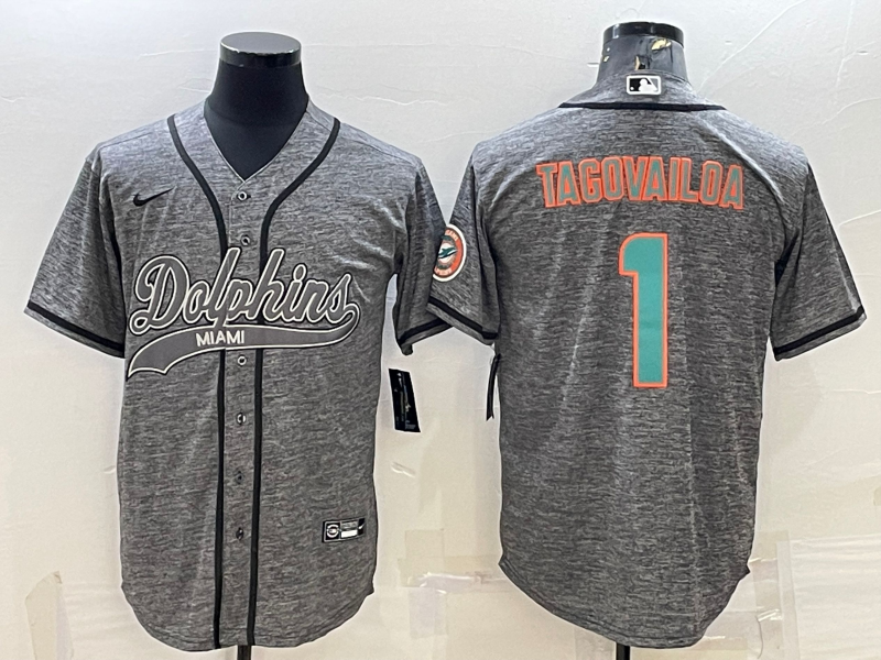Men's Miami Dolphins Tua Tagovailoa #1 Gray Game Jersey1 Joint Edition