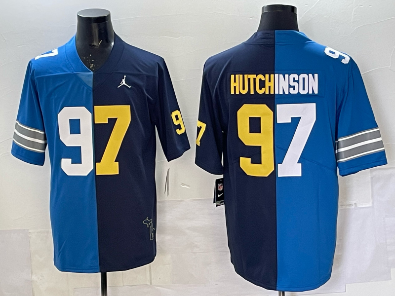 Men's Detroit Lions Aidan Hutchinson #97 Blue/Navy Game Jersey