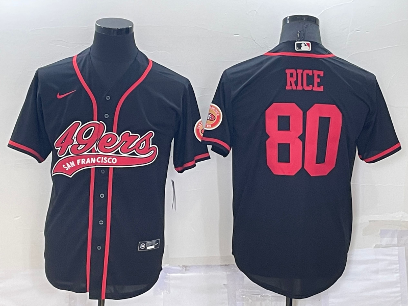 Men's San Francisco 49ers Jerry Rice Black Game Jersey Joint Edition