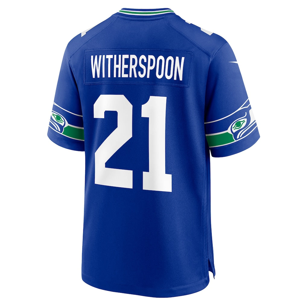 S.Seahawks #21 Devon Witherspoon Royal Throwback Player Game Jersey