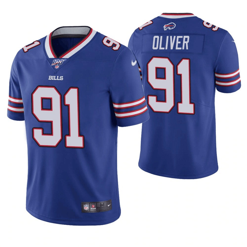 Men's Buffalo Bills #91 Ed Oliver Blue 2019 100th Season Vapor Untouchable Limited Stitched  Jersey