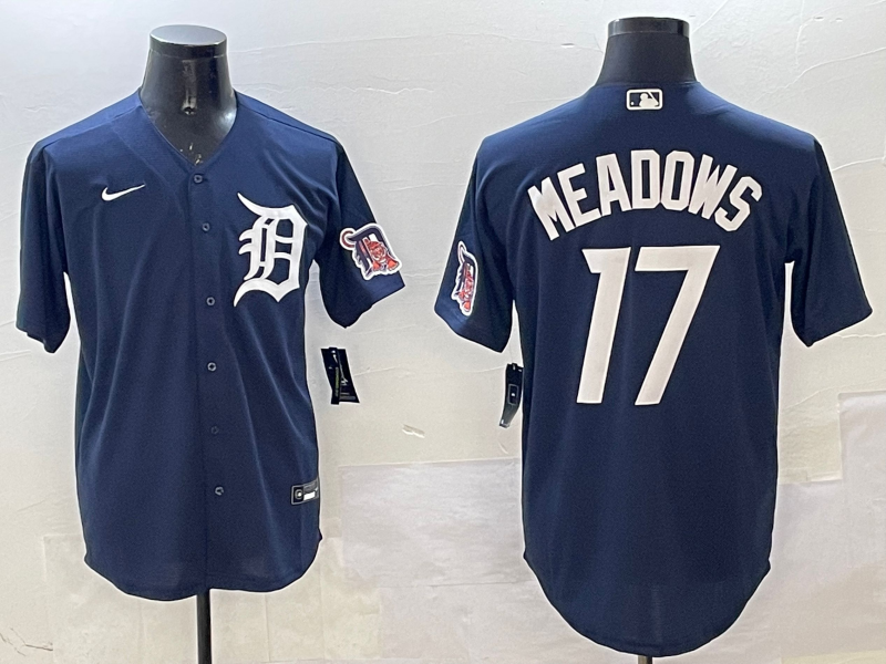 Men's Detroit Tigers Austin Meadows #17 Navy Replica Player Jersey1