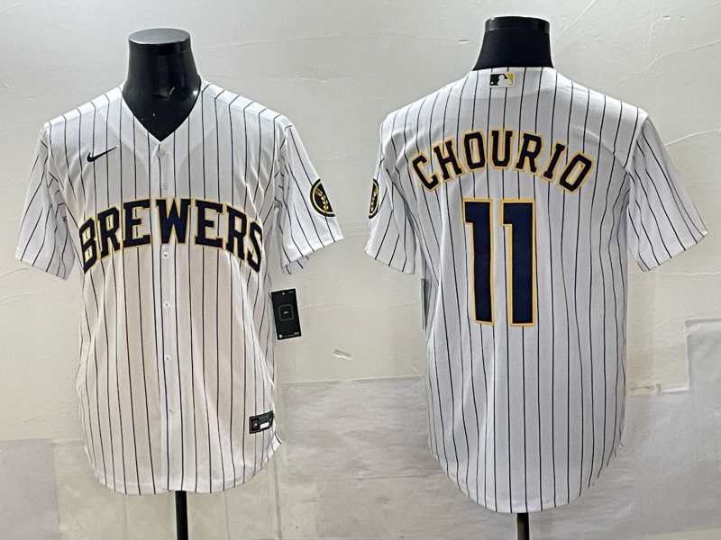 Men's Milwaukee Brewers Jackson Chourio White Replica Player Jersey