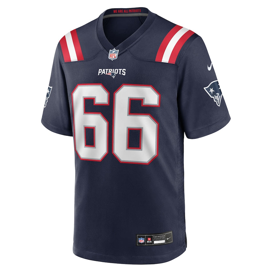 Men's New England Patriots Will Campbell Navy 2025  Draft First Round Pick Game Jersey