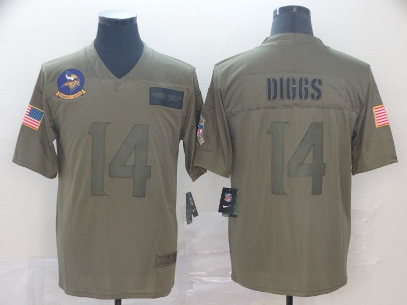 Men's Minnesota Vikings Stefon Diggs #14 Brown Game Jersey1
