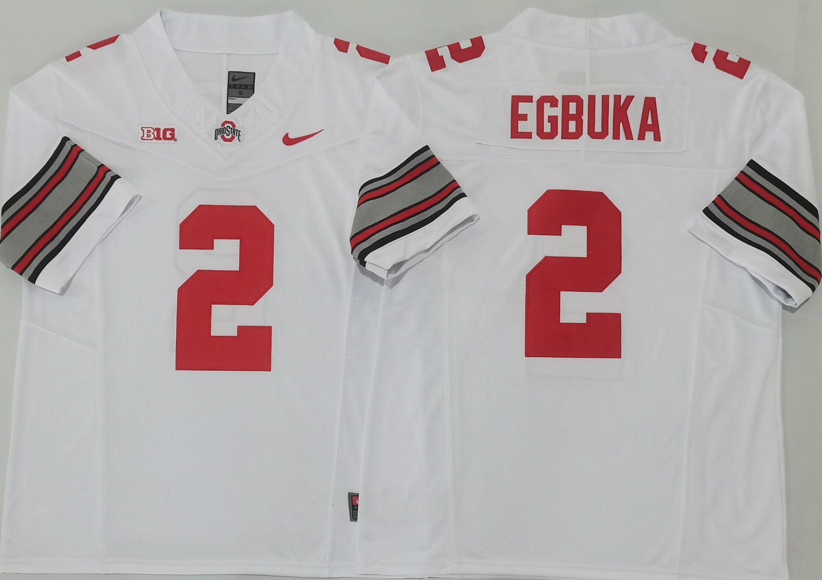 Men's Ohio State Buckeyes Emeka Egbuka #2 White Player Jersey