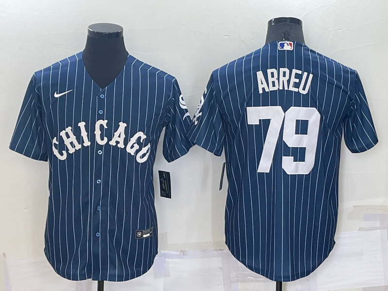 Men's Chicago White Sox Jose Abreu #79 Blue Replica Baseball Jersey1