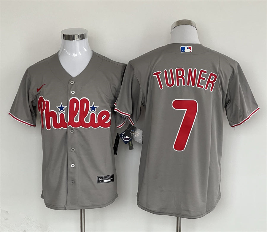 Men's Philadelphia Phillies Trea Turner Gray Replica Player Jersey