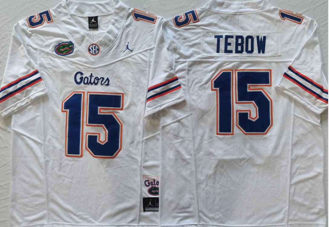 Men's Florida Gators Tim Tebow White Player Game Jersey