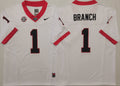 Men's Georgia Bulldogs Zachariah Branch #1 White Player Game Jersey